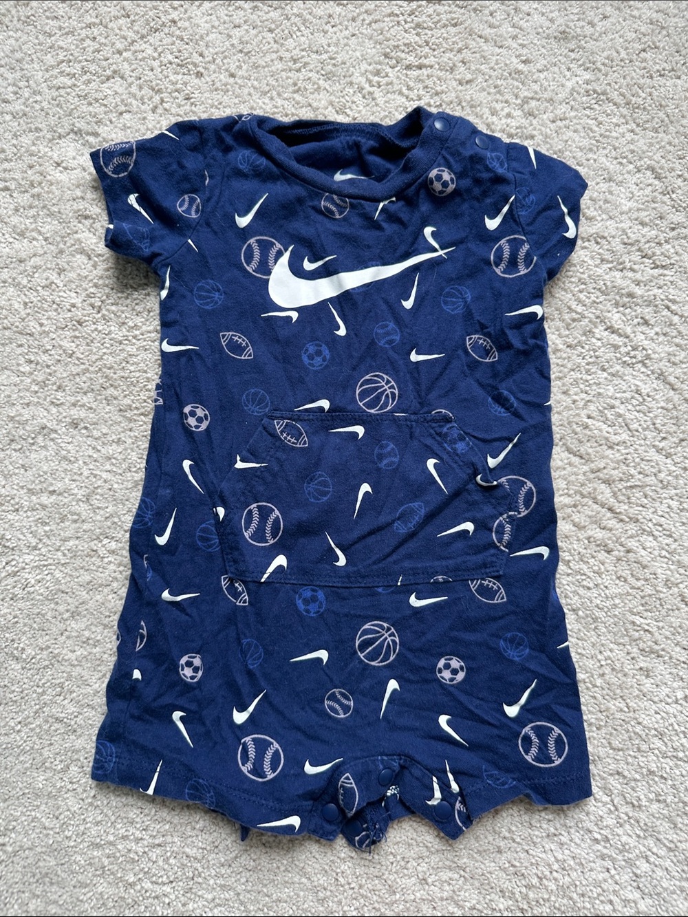 Nike Navy Blue Sports Swoosh Baby Romper